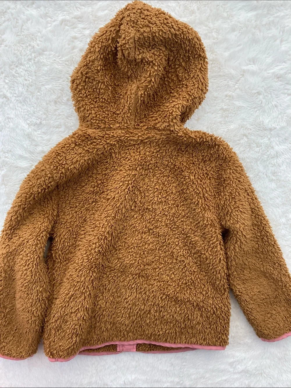 SALE! 50% Off Kids Old Navy Brown Teddy Jacket with Pink Trim Size 5T